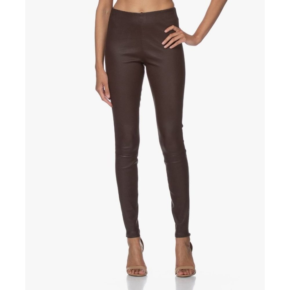 Malene Birger Elenasoo Leather Leggings Trousers Dark Brown Size 36 NET-A-PORTER